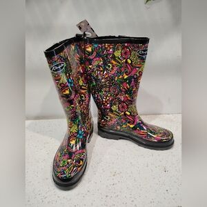 Kids Vibrant Floral Rain Boots
